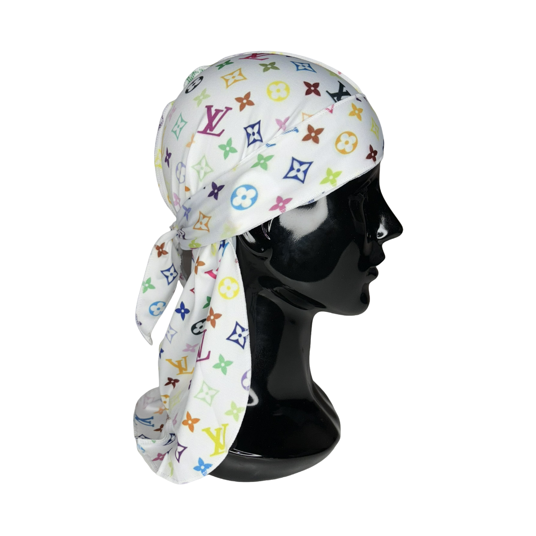 White/Multi-Coloured LV Durag