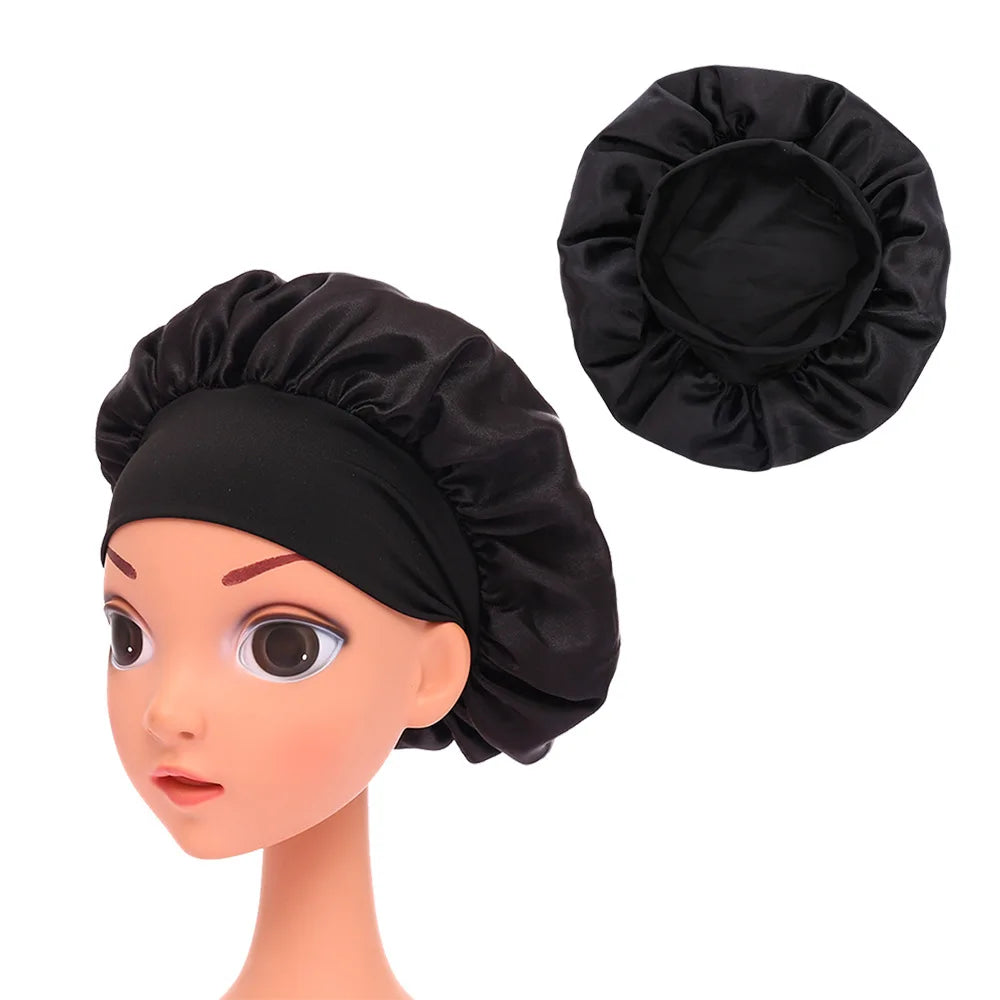 Kids Black Silk Bonnet