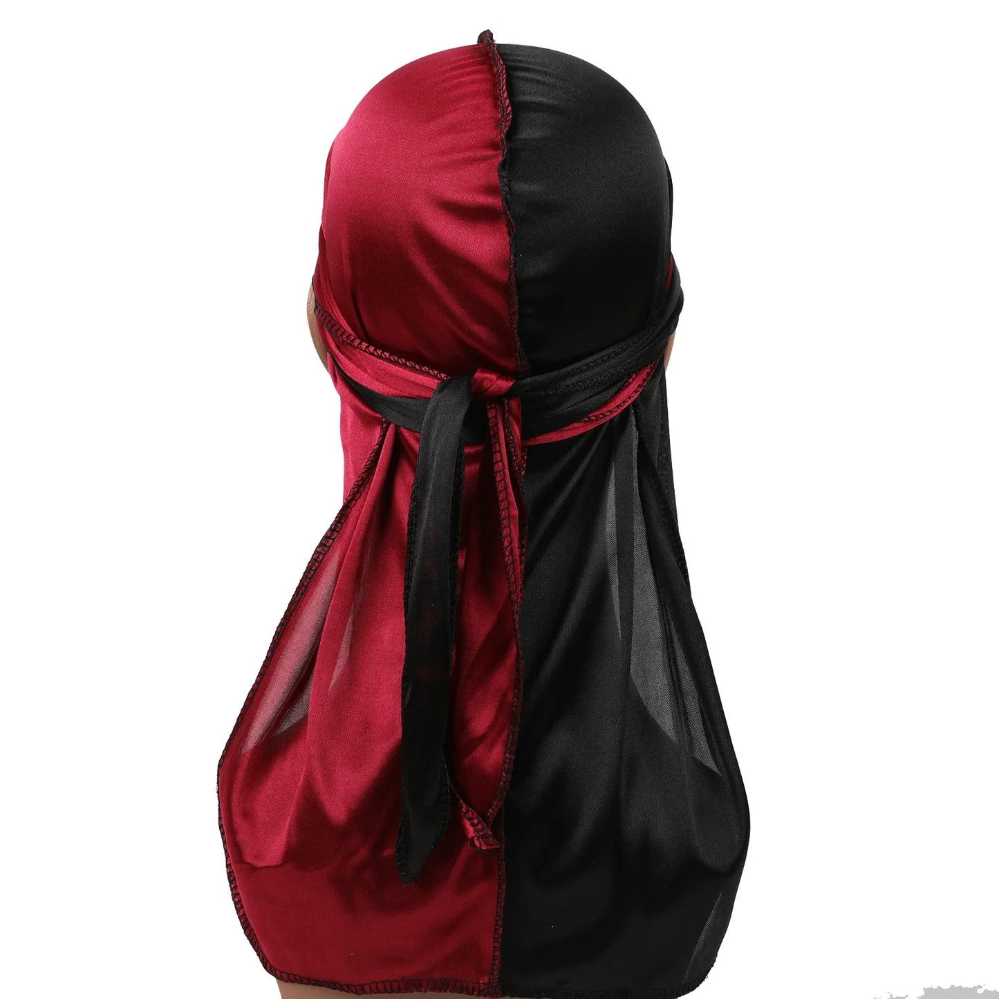 2-Tone Silk Durag - Wine Red / Black