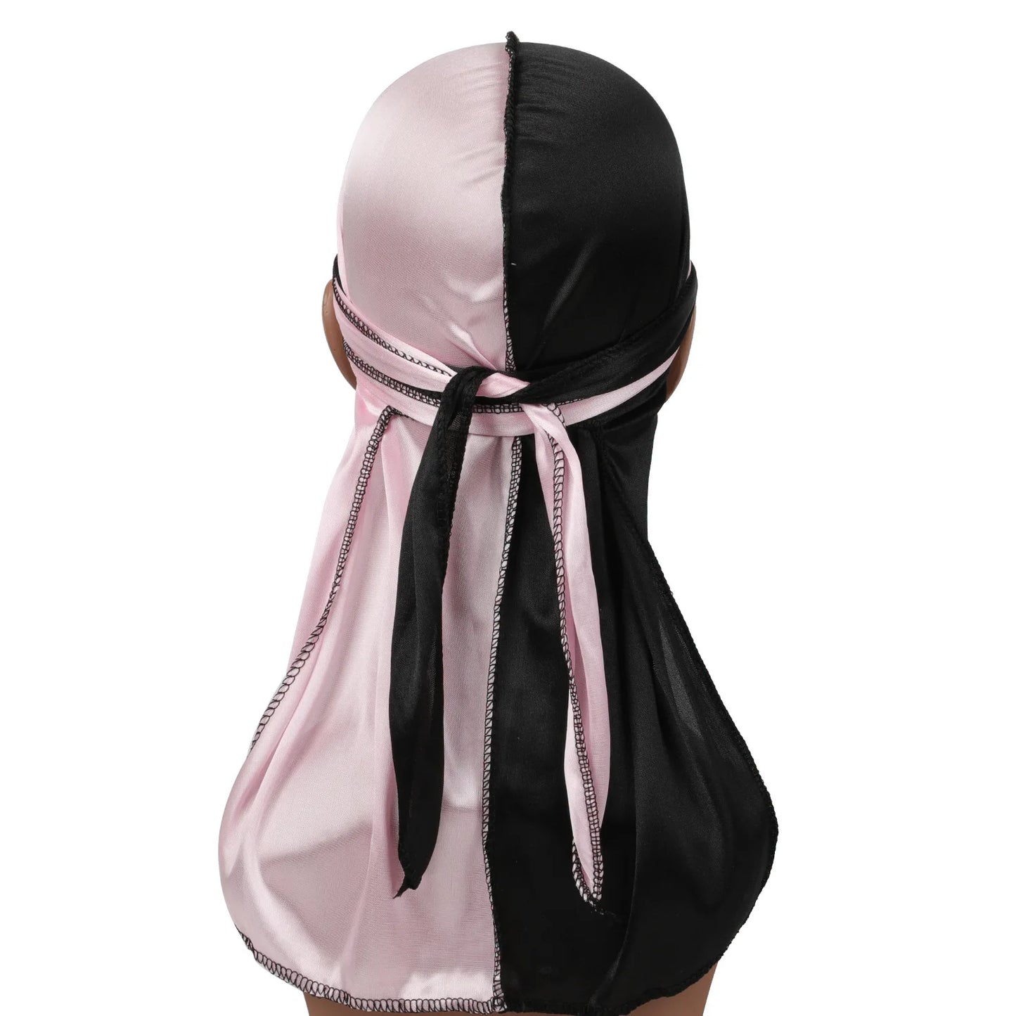 2-Tone Silk Durag - Baby Pink / Black