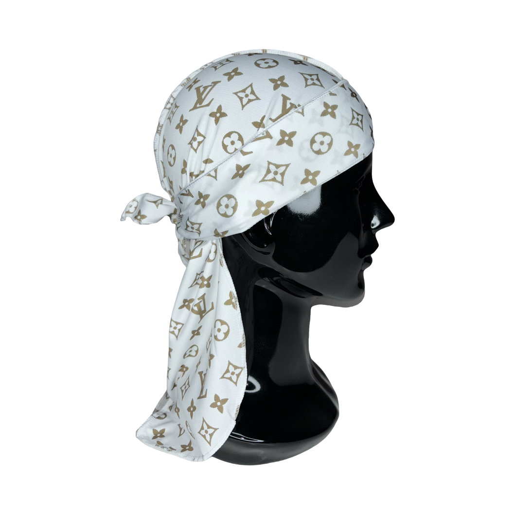 White/Gold LV Durag