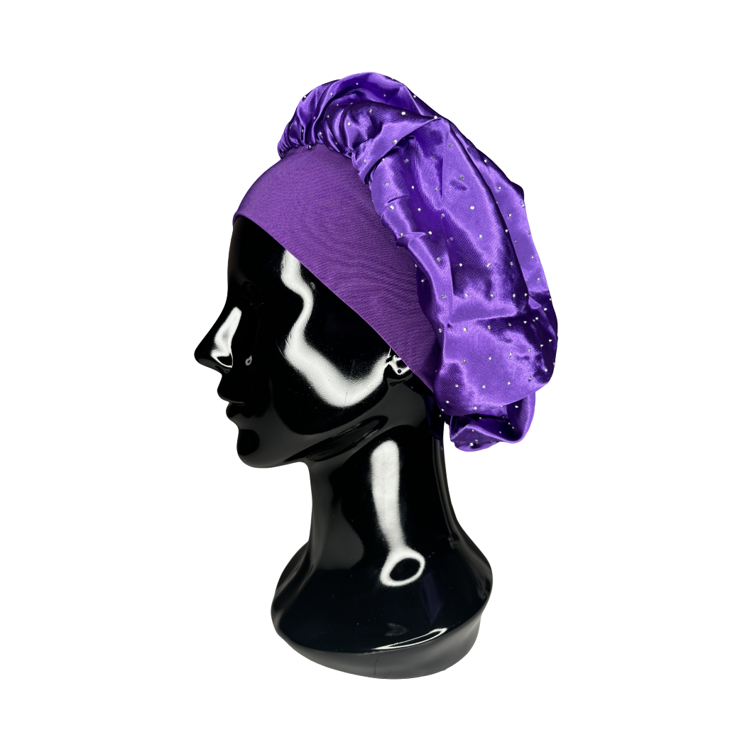 Purple Rhinestone Silk Bonnet