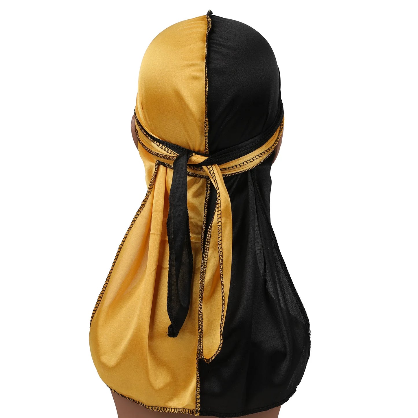 2-Tone Silk Durag - Mustard Yellow / Black