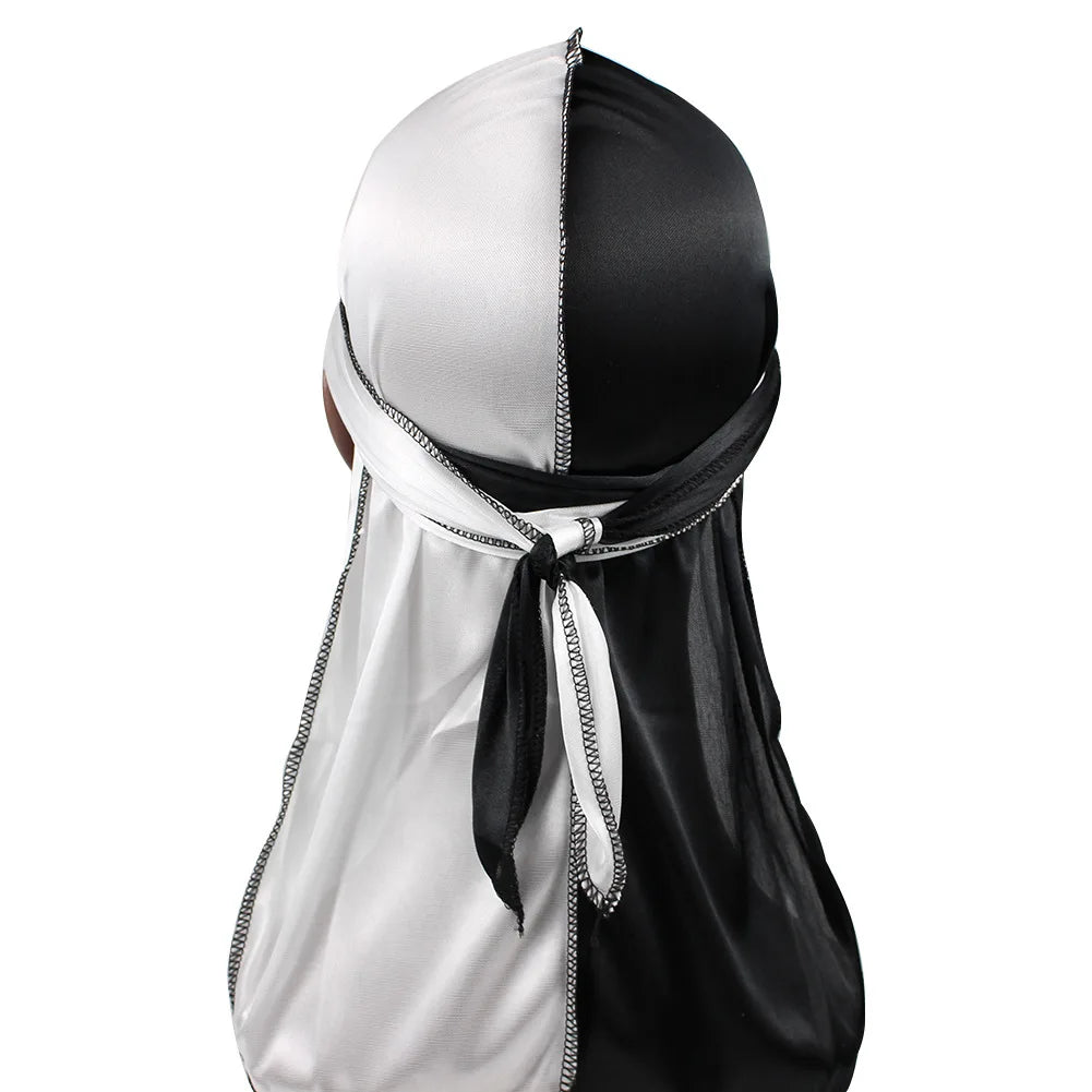2-Tone Silk Durag - White / Black